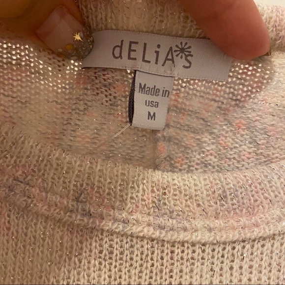 Delia’s - Cream/White Shimmer Print Sweater - Picture 3 of 3